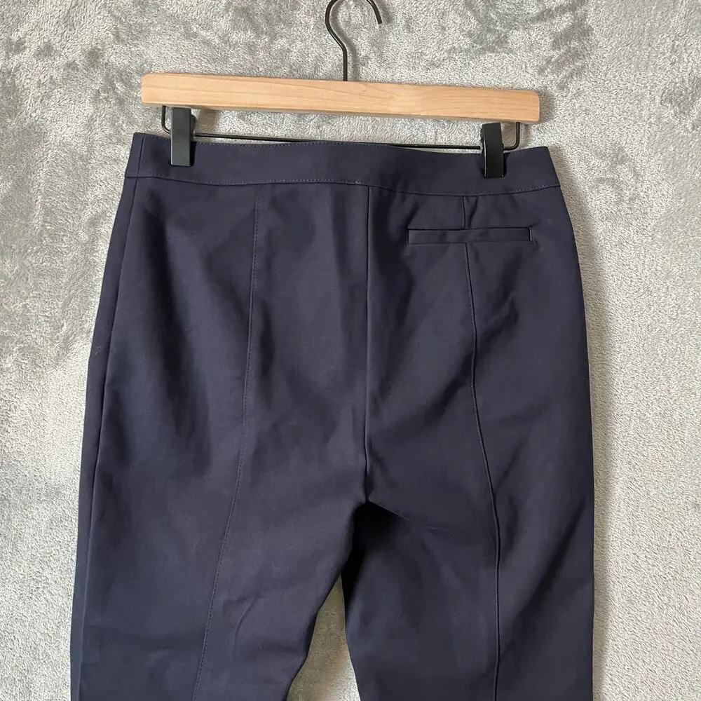 Tory Burch Cotton Mid Rise‎ Straight Leg Ankle Pants Navy Blue 6 Career Office